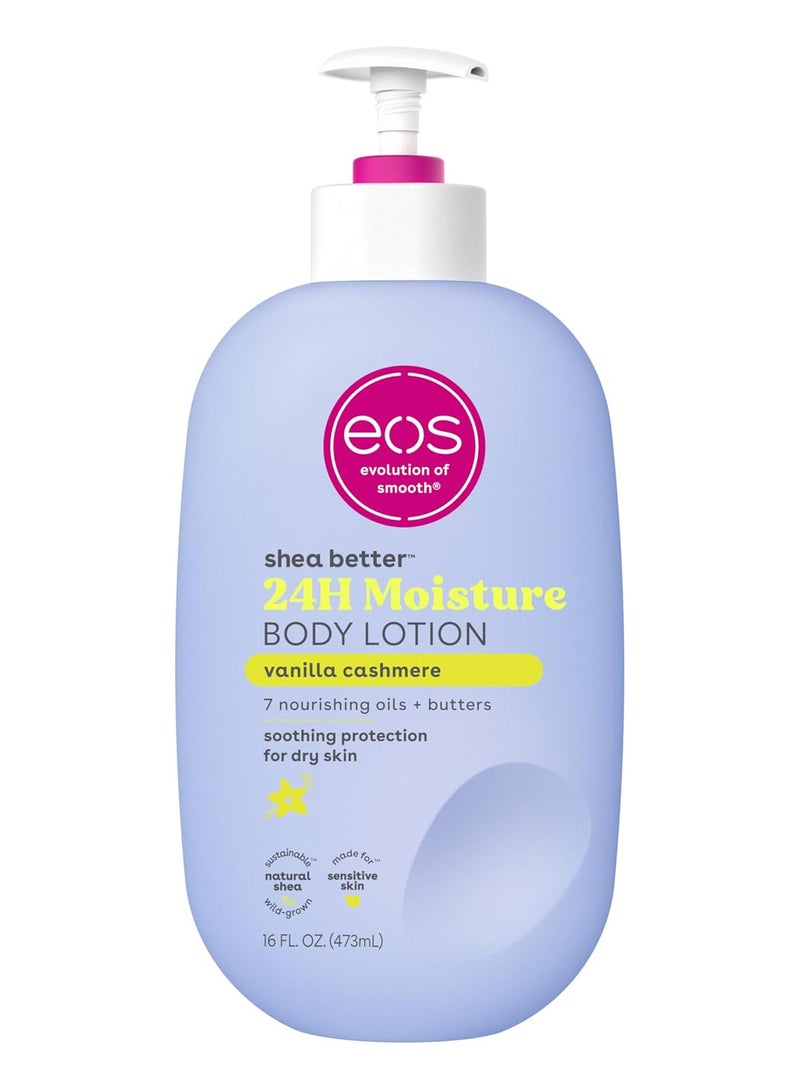 eos shea better 24H moisture body lotion vanilla cashmere scented vegan skin care made with natural shea 16 fl oz - Image 1