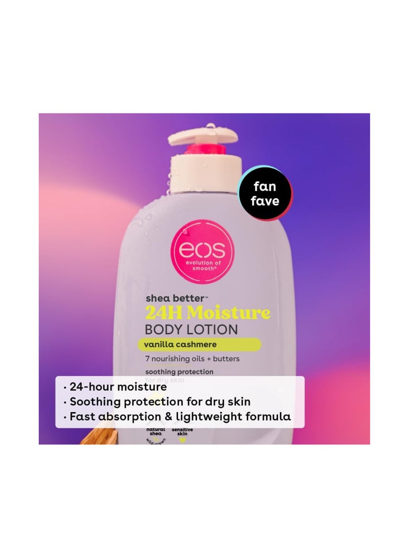 eos shea better 24H moisture body lotion vanilla cashmere scented vegan skin care made with natural shea 16 fl oz - Image 2