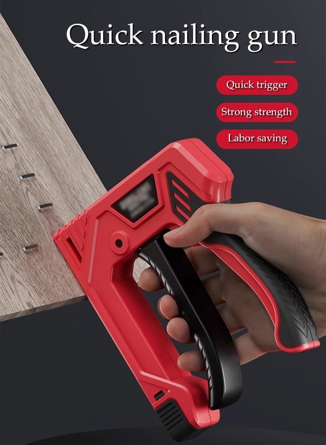 DUNISO Power Electric Cordless 4-in-1 Nail Gun,Heavy Duty Manual  Staple Gun for Wood, Upholstery, Construction, Insulation, Crafts, Fencing, and more,600 PCS of  Nails,143*113*27 mm(Red) - Image 3
