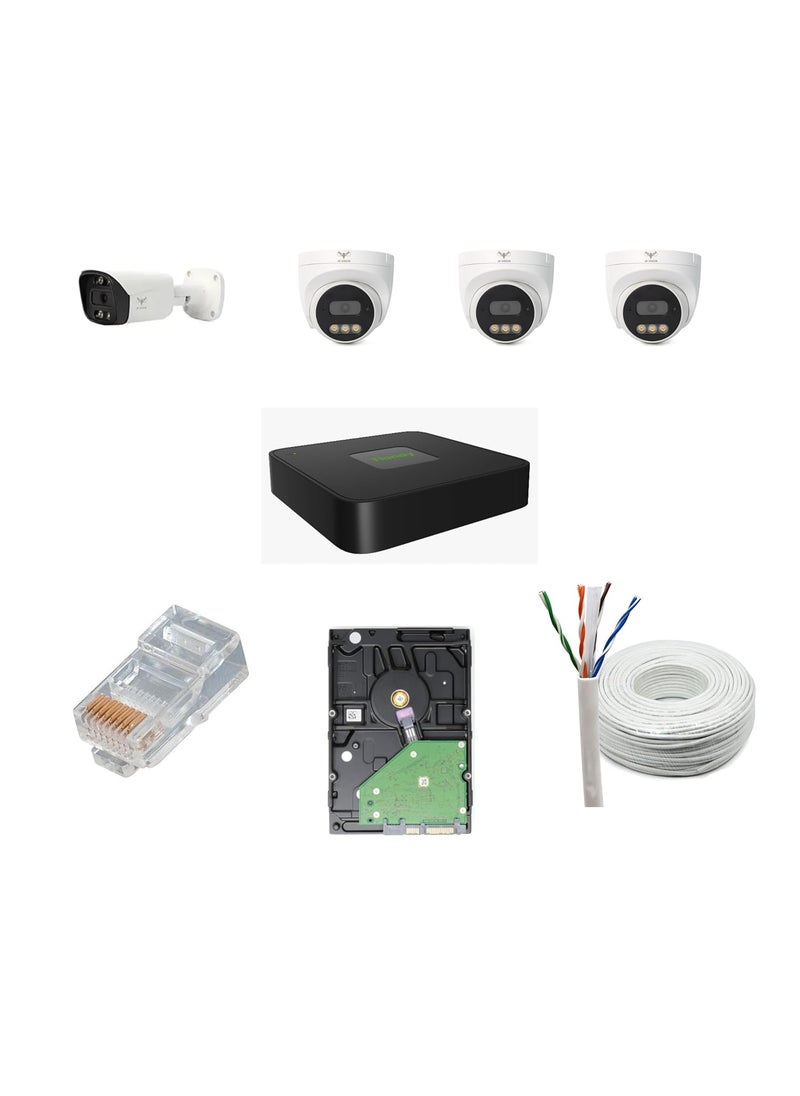 JK Vision JK Vision 5MP CCTV IP Camera Full Set 1 Bullet3 Dome 4 Channel NVR with inBuilt POE 1TB Hard Disk Cat6 Cable 100 Meter 8 RJ45 Connector J3  - Image 1