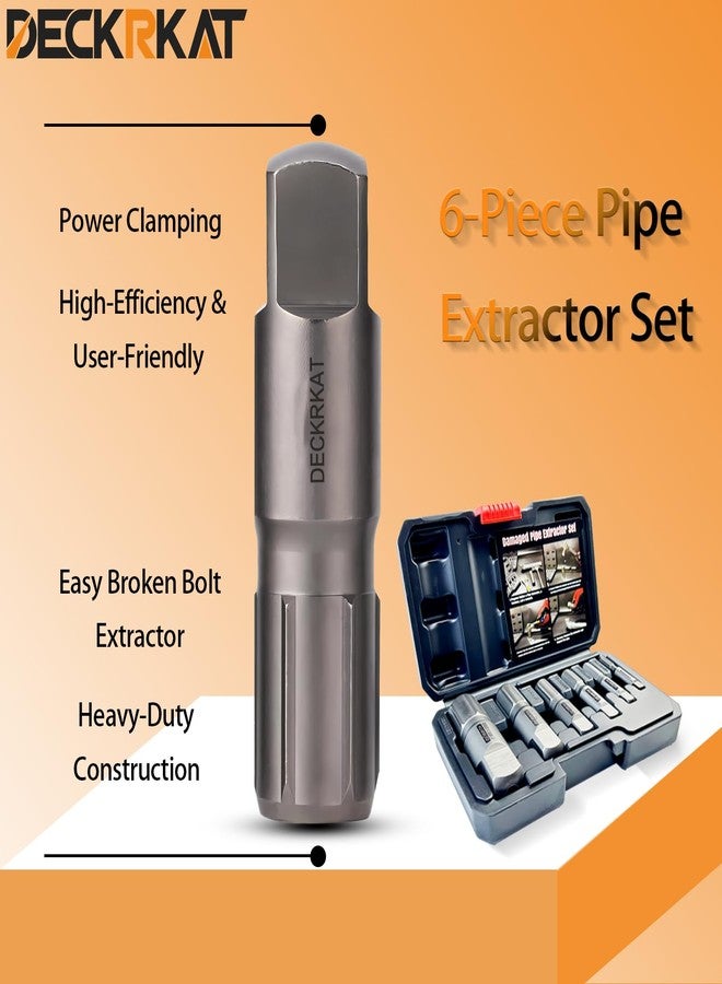 DECKRKAT Heavy-Duty Pipe Extractor Set - 6 Piece Broken Pipe Removal Tool Kit for 1/8" to 1" Threaded Pipes and Fittings Including 1/8" 1/4" 3/8" 1/2" 3/4" 1" National Standard Pipes, with Rugged Storage Case. - Image 4