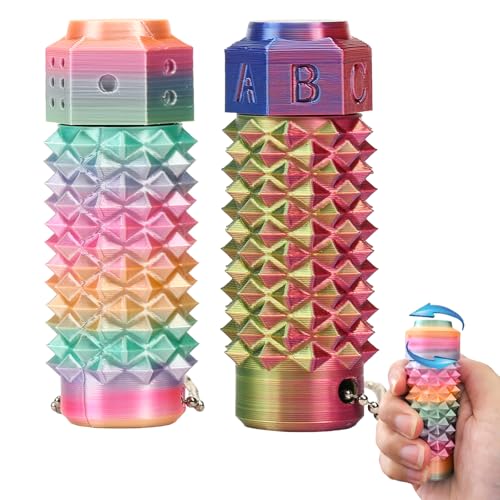 Deiviko 2Pcs Little Ouchies Fidget Rotating Spiky Grippie Stim Keychain for Anxiety Relief Portable Stim Tool 3D Printed Pain Stim Fidget Pocket Mini Fidget Toy for Adults Novelty Gifts for Friends - Image 1