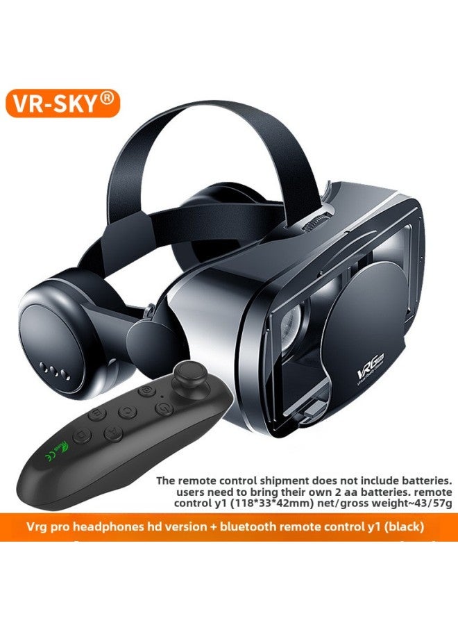مجموعة مختارة عبر الحدود من نظارات الواقع الافتراضي إصدار سماعة الرأس الكبيرة من نظارات الواقع الافتراضي VRG خوذة لعبة مثبتة على الرأس نظارات ثلاثية الأبعاد - اللون: سماعات رأس كبيرة إصدار عالي الدقة (إنجليزي) + جهاز تحكم عن بعد y1 أسود - Image 1
