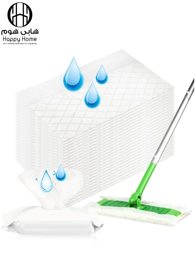 Happy Home 20pcs Wet Cloth Wipes for Floors and Windows 21×40 cm – Disposable Wet Mopping Cloths for Hardwood, Tile, Vinyl and Furniture, Deep Textured Absorbent Pads, Reopenable Package to Maintain Moisture, Easy and Convenient Floor Cleaning - Image 1
