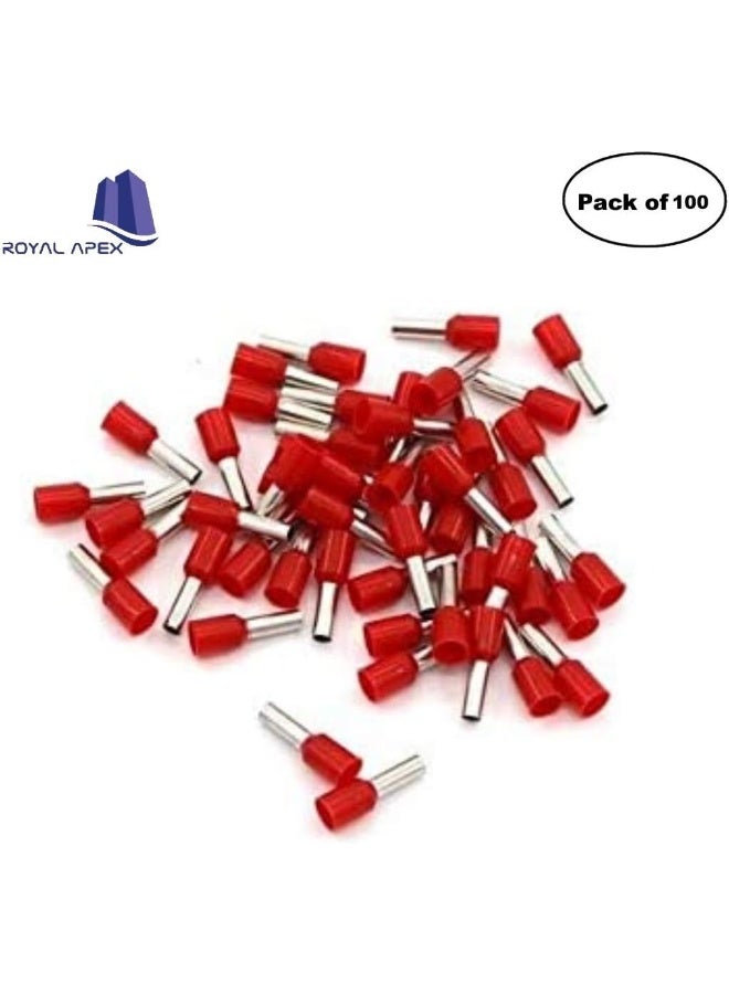 Royal Apex Insulated Ferrules Terminal Block Cord End Wire Tubular Connector, Electrical Crimp Cable Lugs, Terminal Cable Crimp Cable Sleeve For Wire Connection (Pack Of 100) (4Mm -E4009, Red)  - Image 2