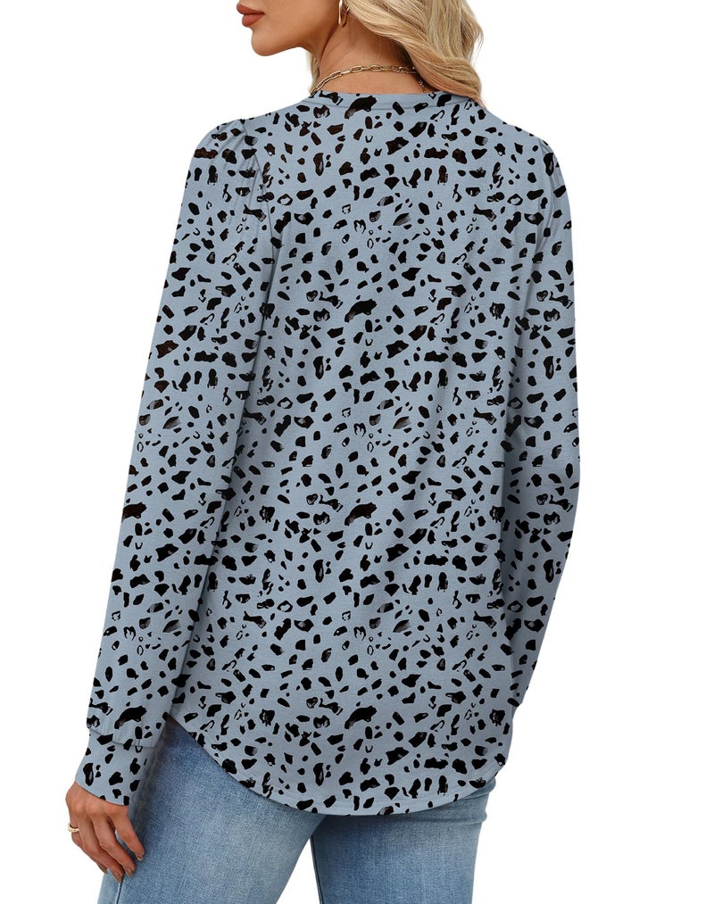 Alaroo Cheetah Print Top for Women Long Sleeve Shirts Fall Fashion Basic Crewneck Sweatshirts Boho Clothes 2026 Print 15 L - Image 5