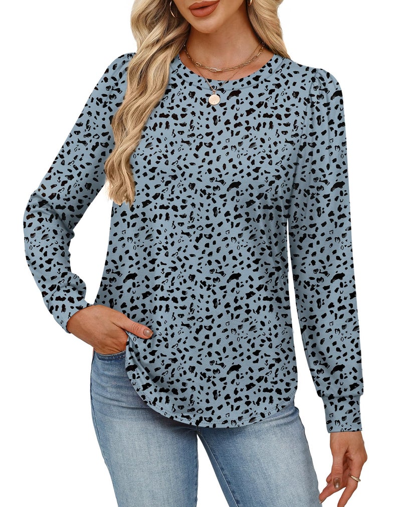 Alaroo Cheetah Print Top for Women Long Sleeve Shirts Fall Fashion Basic Crewneck Sweatshirts Boho Clothes 2026 Print 15 L - Image 3