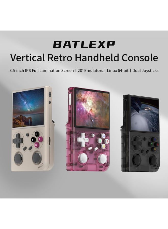 Voacle G350 Retro Handheld Game Console , 3.5 Inch IPS Screen Linux System Built-in 64G TF Card 4371 Games Preloaded Handheld Game Console 3200mAh Battery(Transparent Pink) - Image 2