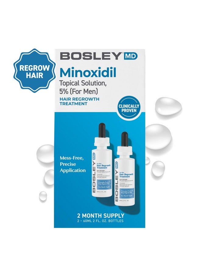 Bosley Professional Strength BosleyMD Professional Strength Men's Hair Re-growth Treatment, 5% Minoxidil Topical Solution, 2 Fl Oz (Pack of 2)  - Image 2
