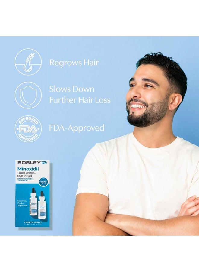 Bosley Professional Strength BosleyMD Professional Strength Men's Hair Re-growth Treatment, 5% Minoxidil Topical Solution, 2 Fl Oz (Pack of 2)  - Image 3