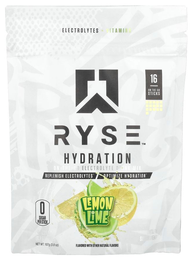 RYSE Hydration OnTheGo Electrolyte Drink Mix Lemon Lime 16 Sticks 0.24 oz (6.7 g) Each