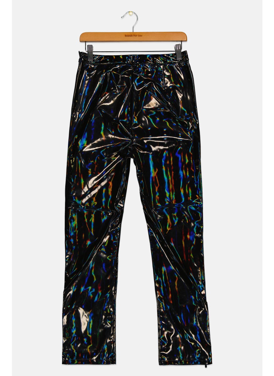RIVER ISLAND Kids Girl Solid Leather Pants, Black  - Image 2