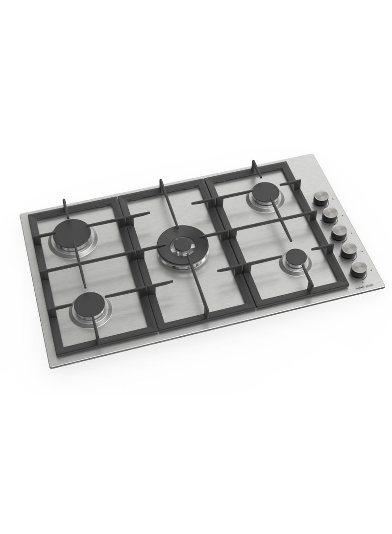 جنرال جولدن مسطح طباخ جنرال جولدن مدمج بخمس شعلات، 87×52 سم، أمان تام، إشعال ذاتي، حامل مقلاة من الحديد  الثقيل، سهل التنظيف، مادة عالية الجودة، مفاتيح جانبية - Image 1