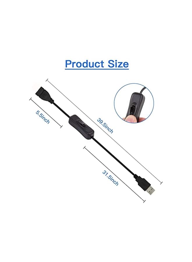 KASTWAVE Usb Extension Cable With On Off Switch Support Data And Power 1M 3Feet 2Pack Compatible For Usb Headset Usb Desk Lamp Usb Fan Led Strips - Image 2