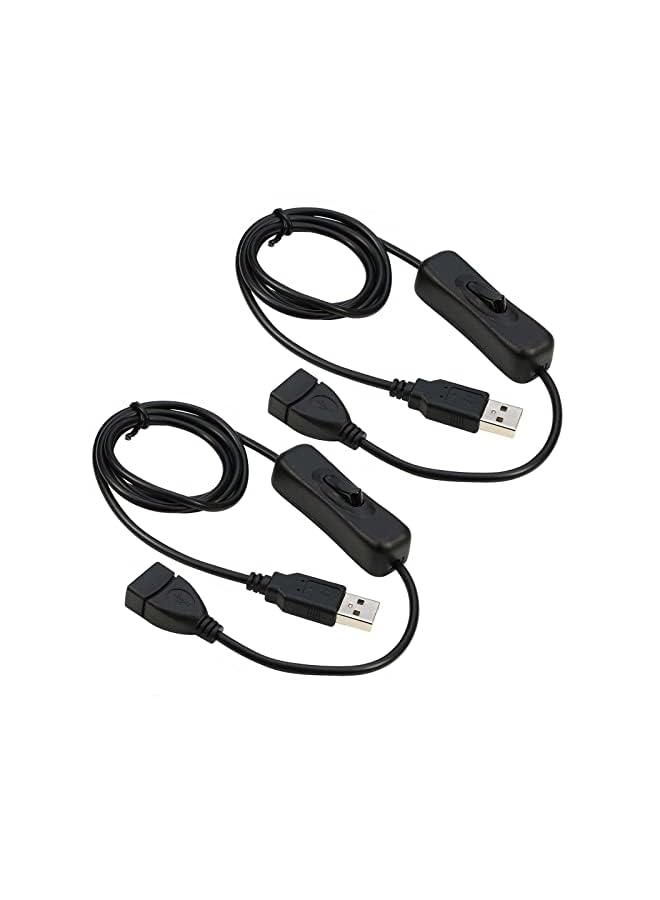KASTWAVE Usb Extension Cable With On Off Switch Support Data And Power 1M 3Feet 2Pack Compatible For Usb Headset Usb Desk Lamp Usb Fan Led Strips - Image 1