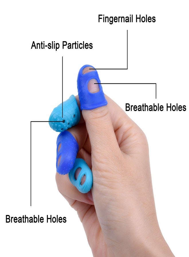 Wisdompro 16 Pcs Finger Tips, 4 Sizes Silicone Finger Thimbles, Fingertip Grips, Finger Protector Pads Cover for Money Counting, Paper Sorting, Sewing, knitting, Guitar Playing - Blue, Aqua - Image 2