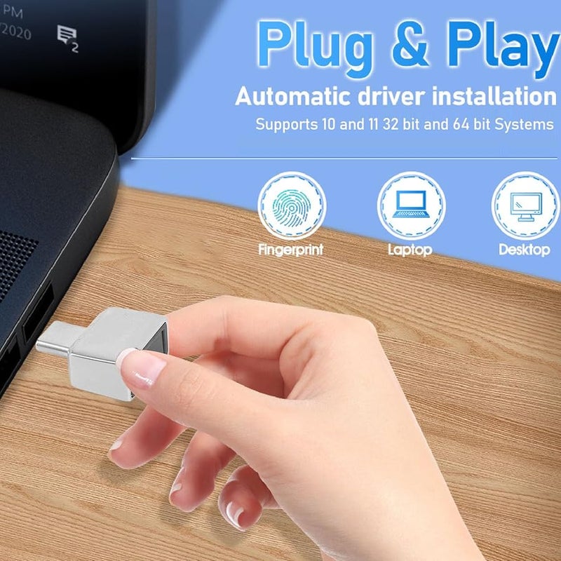 EBTOOLS USB C Fingerprint Reader 0 5s 360 Degree Touch Biometric Scanner 10 Fingerprints Storage PC Laptop Password Free Login File Encryption - Image 3