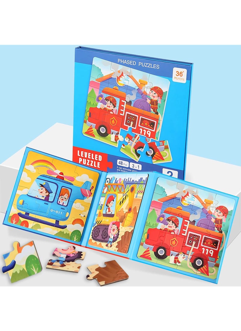 EYSOO EYSOO Magnetic Jigsaw Puzzles 3 Pack Jigsaw Puzzle Books Magnetic Puzzles for Kids 12+16+20 PCS Jigsaw Puzzles for Toddler Portable Travel Magnetic Puzzle Toy for 3+ Kids Boys Girls (Level 2-A)  - Image 1