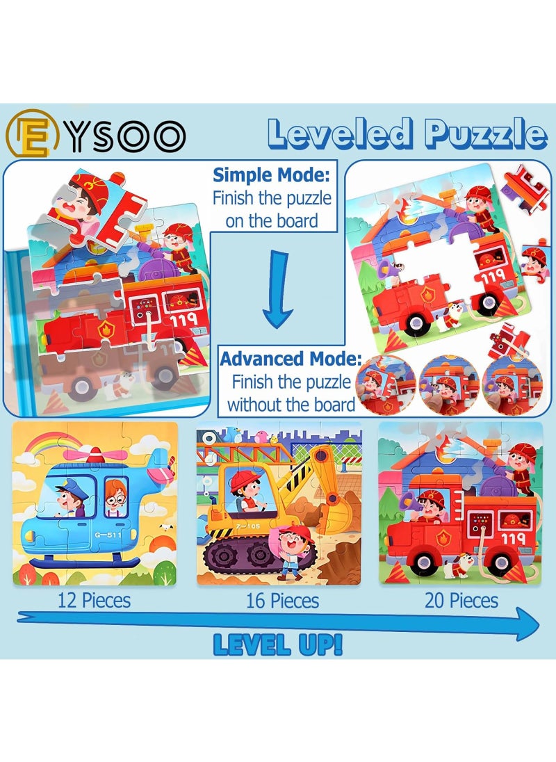 EYSOO EYSOO Magnetic Jigsaw Puzzles 3 Pack Jigsaw Puzzle Books Magnetic Puzzles for Kids 12+16+20 PCS Jigsaw Puzzles for Toddler Portable Travel Magnetic Puzzle Toy for 3+ Kids Boys Girls (Level 2-A)  - Image 3