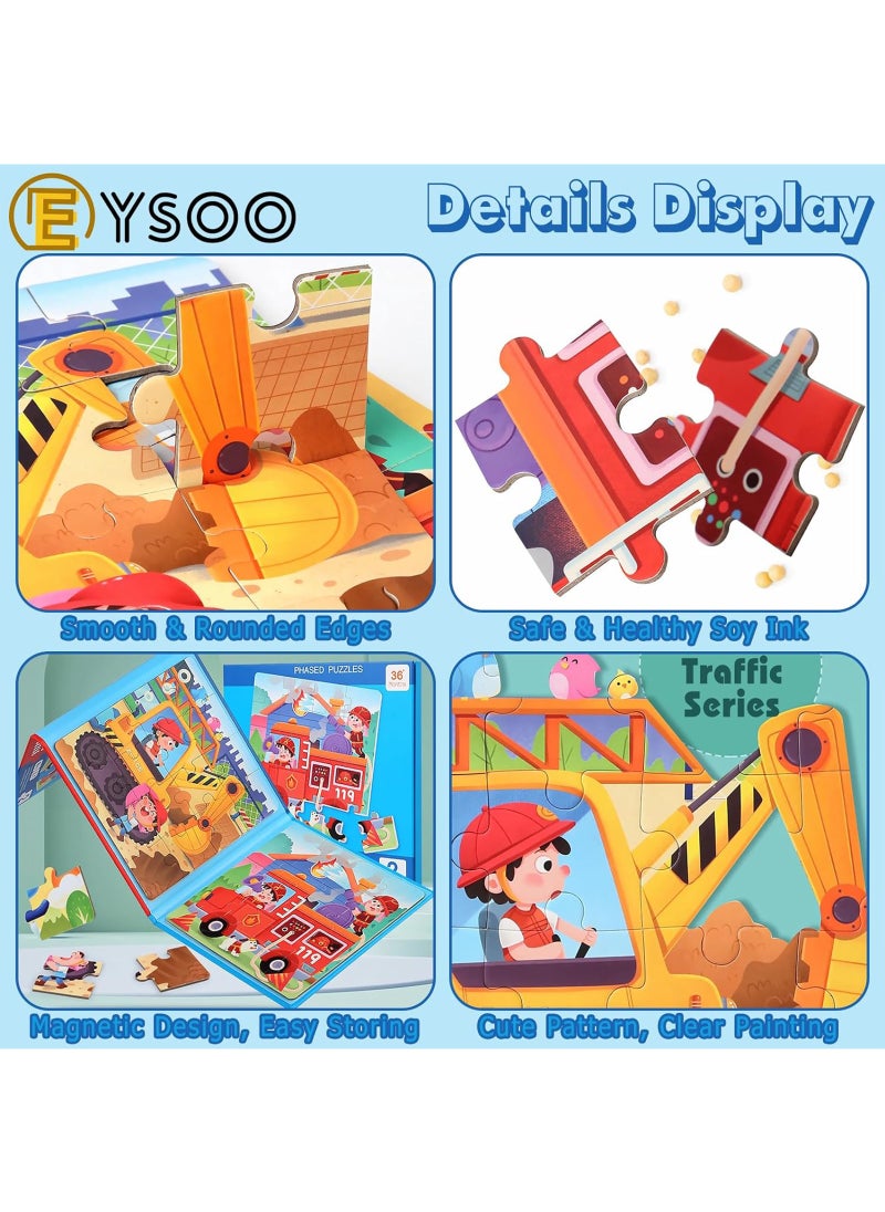 EYSOO EYSOO Magnetic Jigsaw Puzzles 3 Pack Jigsaw Puzzle Books Magnetic Puzzles for Kids 12+16+20 PCS Jigsaw Puzzles for Toddler Portable Travel Magnetic Puzzle Toy for 3+ Kids Boys Girls (Level 2-A)  - Image 5