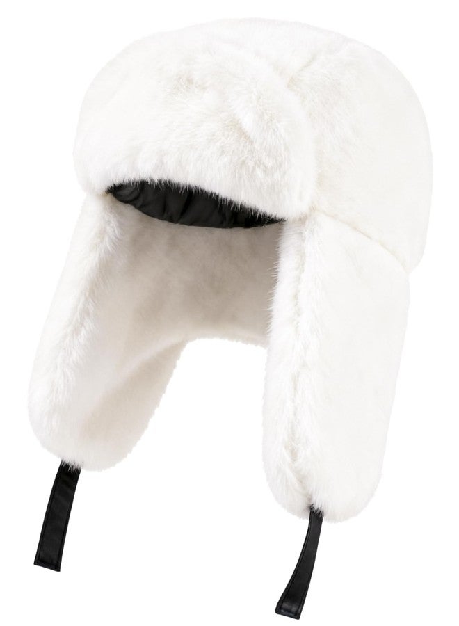 Gilotop Trapper Hat with Ear Flaps - Winter Russian-Style Fur Pilot Ushanka, Windproof Skiing for Men & Women Off-White - Image 1