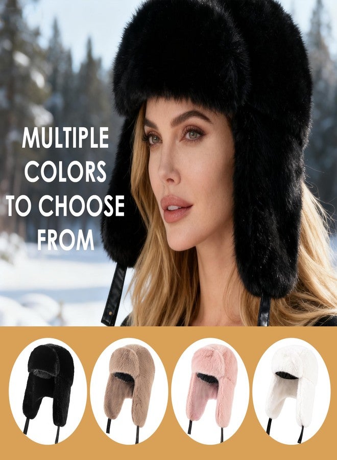 Gilotop Trapper Hat with Ear Flaps - Winter Russian-Style Fur Pilot Ushanka, Windproof Skiing for Men & Women Off-White - Image 5