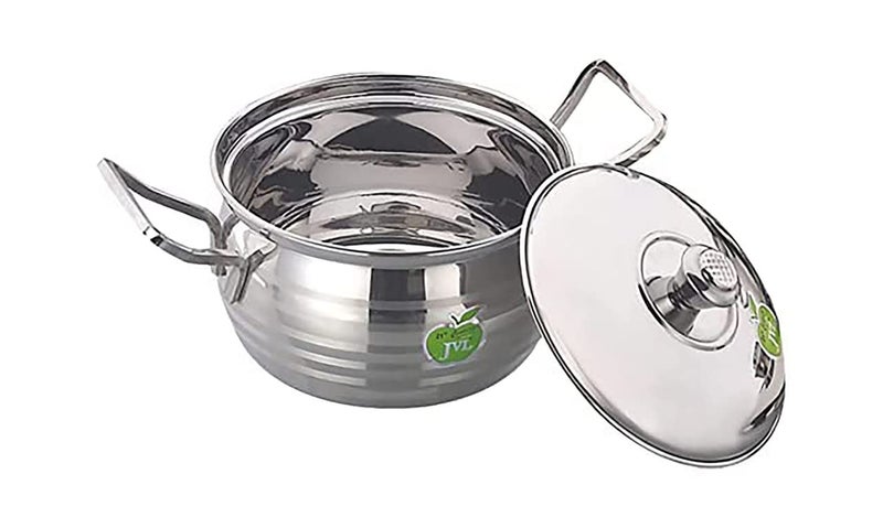 JVL Stainless Steel Cooking PotHandi with Lid Handle Set 850 1300 2200 ml 3Piece Silver Touch Handi Set for Cooking Handi Set for Kitchen Handi for Cooking and Serving JVLAPST1 - Image 2