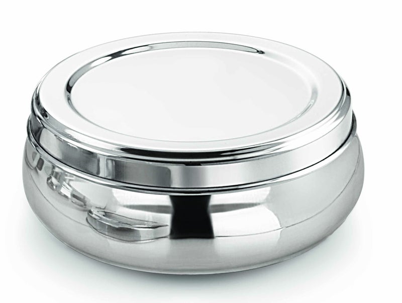 Neelam Stainless Steel 8, 26 Gauge Puri Belly Dabbas/Canisters, Used to Store Rotis, Parathas, Store Kitchen Ingredients like Spices, Lentils & Grains, Cookies, Steel Utility, 550 ml, Sliver - Image 1