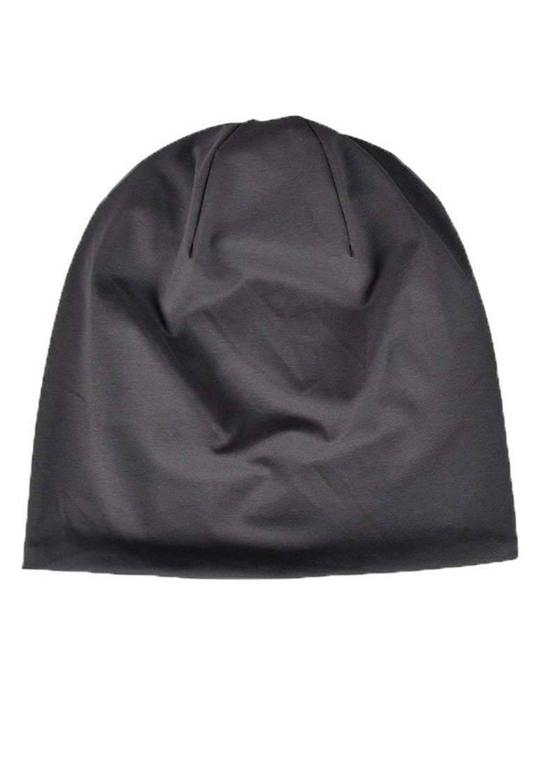 Infinity Scarf Headwear Cap Solid Color Thickened Plush Beanie Hat Dark Grey  - Image 1