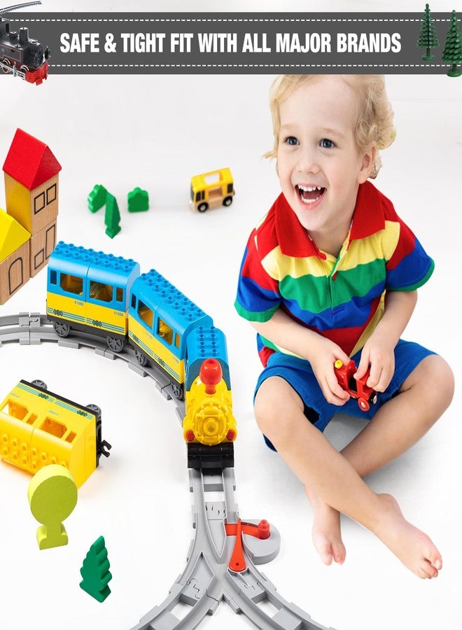 MANNIDOO 32 Pieces Train Tracks, Classic Railway Track with 20 Curved Tracks, 10 Straight Tracks and 2 Switches Tracks - Compatible with All Major Brands, Toy Track Accessory for Kid, Light Grey - Image 4