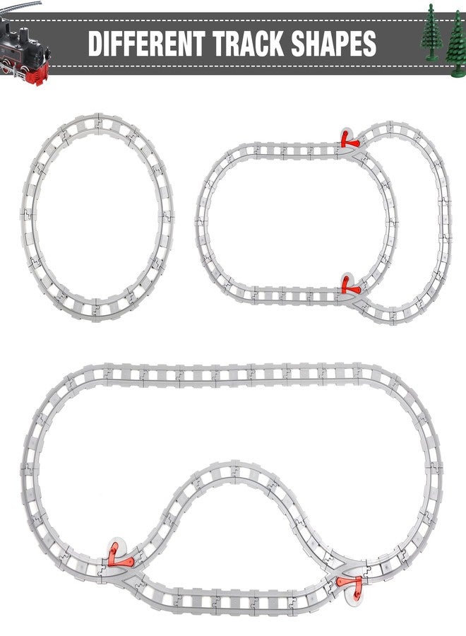 MANNIDOO 32 Pieces Train Tracks, Classic Railway Track with 20 Curved Tracks, 10 Straight Tracks and 2 Switches Tracks - Compatible with All Major Brands, Toy Track Accessory for Kid, Light Grey - Image 5