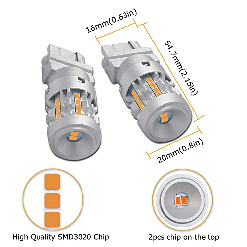 Eluseastar T25 P27W 3156 3157 LED Bulbs Amber Built in Canbus Resistor Anti Hyper Flashing Turn Signal Light Extremely Bright Blinker, 2 Pack - Image 2