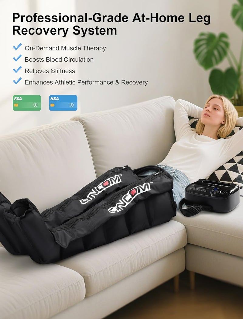 CINCOM Air Compression Recovery System 6Zone Professional Dynamic Pressure Leg Massager Boots for Circulation Improvement Muscle Recovery Compression Therapy for Athletes FSAHSA Eligible - Image 2