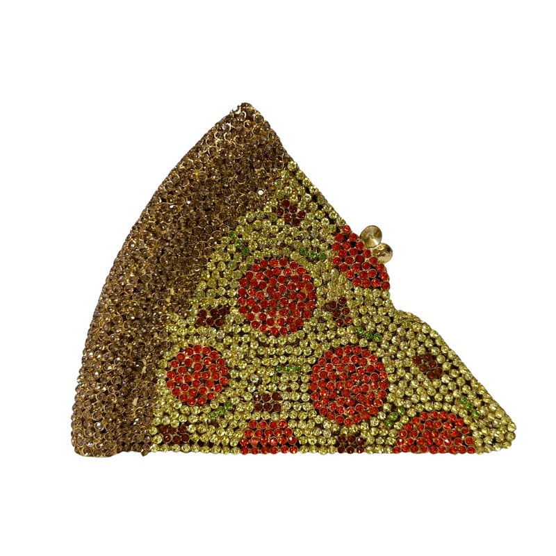 Pizza Diamond Clutch New Pizza Diamond Dinner Bag Party Banquet Diamond Handheld Girl Bag - Image 2