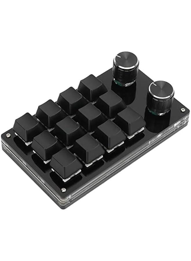 One Handed Mechanical Keyboard 12 Key RGB Gaming Keyboard DIY Programmable Keypad for Office Gaming Lab(Full Black) - Image 1