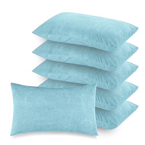 GADDA CO Ultra Soft Waterproof Pillow Protector Covers Pack of 6 with Zipper Closure, Terry Cotton Feel, Dust Mite & Bed Bug Protection, Oil and Spill Resistant, Standard Size 18 x 28 Inch, Blue - Image 1
