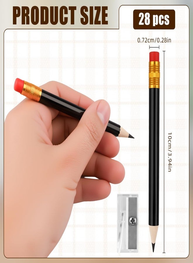 Notoke 28 Pcs Golf Pencils Bulk - 24 Pre-Sharpened Mini Pencils (12 Black + 12 Natural Wood) with 4 Acrylic Sharpeners | Baby Shower Bridal Shower Pencil & Mall Half Pencil - Image 2