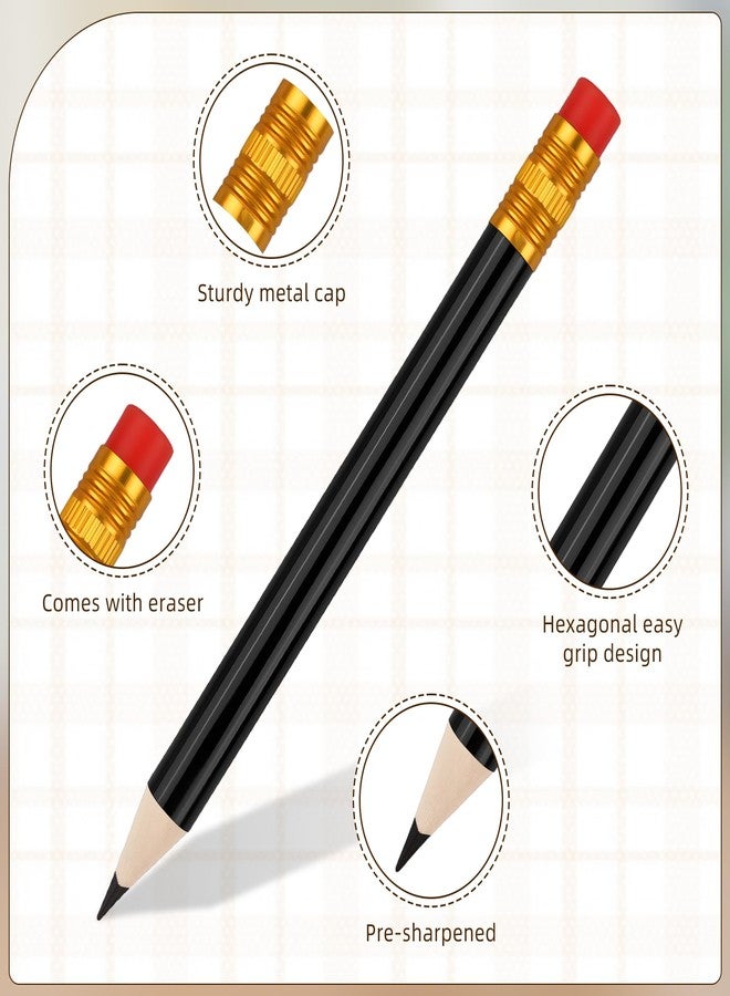Notoke 28 Pcs Golf Pencils Bulk - 24 Pre-Sharpened Mini Pencils (12 Black + 12 Natural Wood) with 4 Acrylic Sharpeners | Baby Shower Bridal Shower Pencil & Mall Half Pencil - Image 3