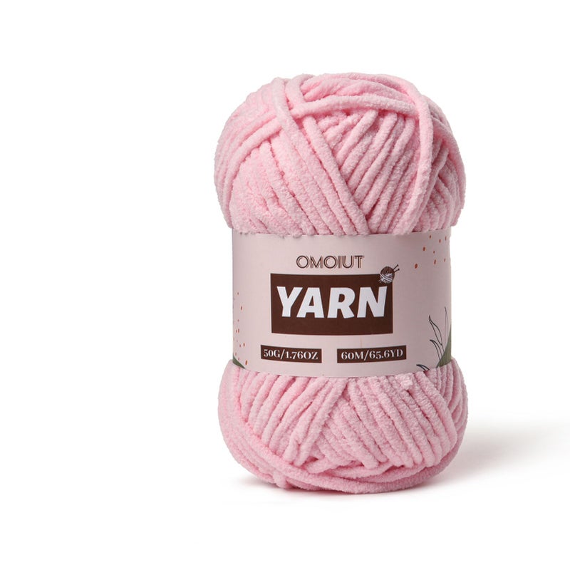 OMoiut Plush Chenille Chunky Crochet Yarn - Baby Yarn for Crocheting Soft - Velvet Yarns Knitting for Blankets Crafts - Fluffy Amigurumi Yarns 50g / 65.6yd (Pink) - Image 1