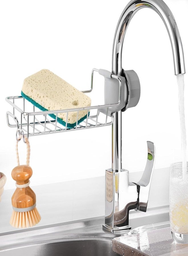 F4FIVE Over Faucet Kitchen Sink Sponge Holder - Stainless Steel Caddy for Soap, Brushes & Scrubbers - Rust-Resistant, No Suction or Drilling Needed - Image 3