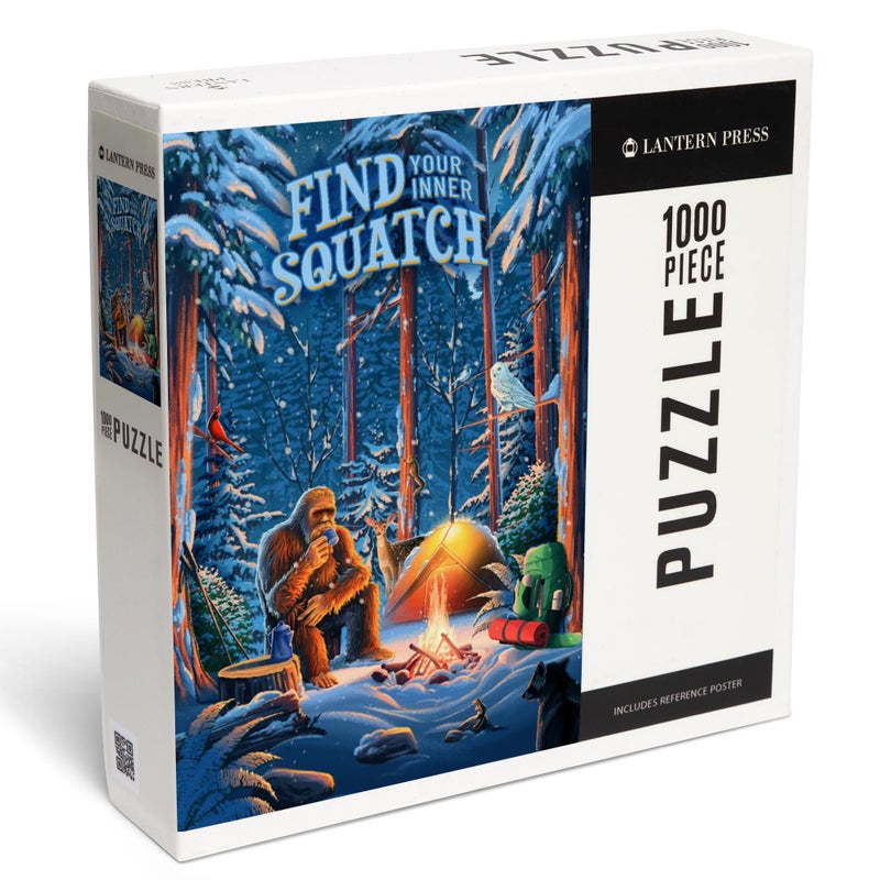 Lantern Press Find Your Inner Squatch Camping Bigfoot Sentiment 1000 Piece Jigsaw Puzzle for Adults Made in USA with Reference Poster - Image 3