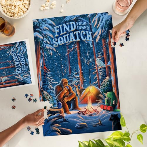 Lantern Press Find Your Inner Squatch Camping Bigfoot Sentiment 1000 Piece Jigsaw Puzzle for Adults Made in USA with Reference Poster - Image 5