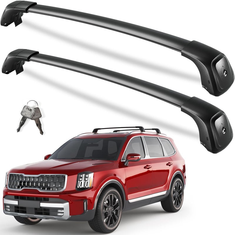 KINGGERI Lockable Heavy Duty 260lbs Roof Rack Cross Bars Fit for Kia Telluride 2019 2020 2021 2022 2023 2024 2025 EX S SX SXPrestige Aluminum Roof Rails Crossbars Not for LX XLine or XPro