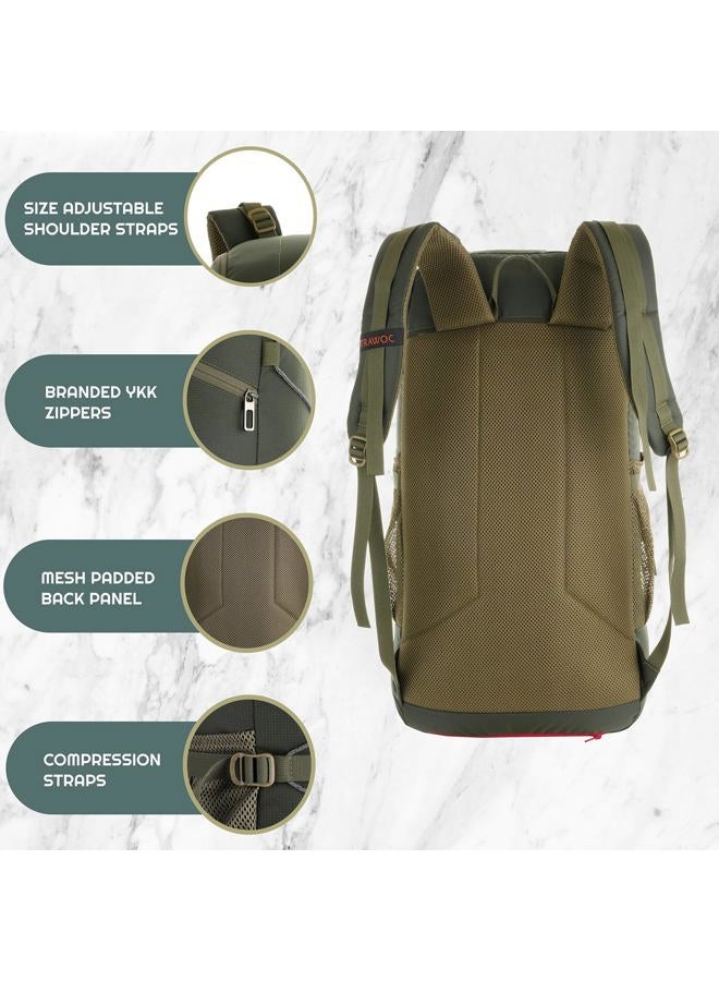 Trawoc STEALTH 40L Travel Backpack for Men and Women, 40 Litre Laptop Backpack with Rain Cover & Shoe Compartment, Casual Bag for trekking & Hiking, Hunter Green, SHK021 - Image 2