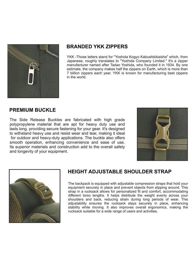 Trawoc STEALTH 40L Travel Backpack for Men and Women, 40 Litre Laptop Backpack with Rain Cover & Shoe Compartment, Casual Bag for trekking & Hiking, Hunter Green, SHK021 - Image 5