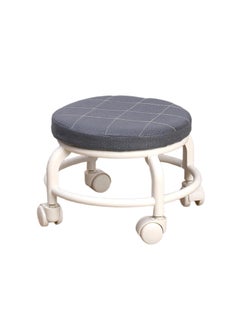 TORIOX TORIOX 360 Rotating Rolling Stool Leather Multifunctional Heavy Duty Seat Waterproof Round Stool with Wheel Low Practical Fitness 