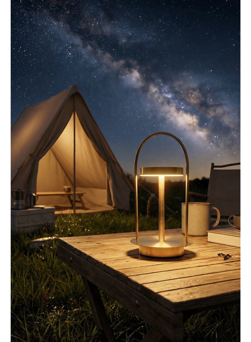 Vintage Touch-Control Wireless LED Table Lantern, Portable Rechargeable Night Light with 3-Color Stepless Dimming, Minimalist Ambient Desk Lamp for Bedroom, Camping, Restaurant, Balcony & Home Decor - Image 1