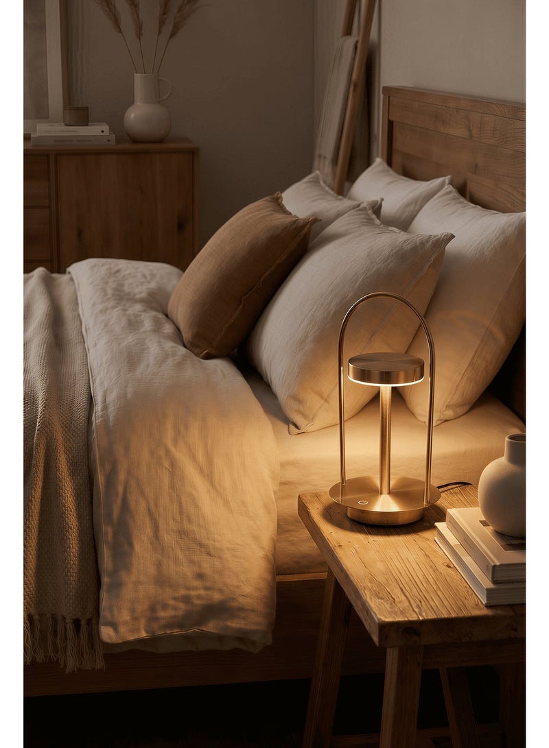 Vintage Touch-Control Wireless LED Table Lantern, Portable Rechargeable Night Light with 3-Color Stepless Dimming, Minimalist Ambient Desk Lamp for Bedroom, Camping, Restaurant, Balcony & Home Decor - Image 2