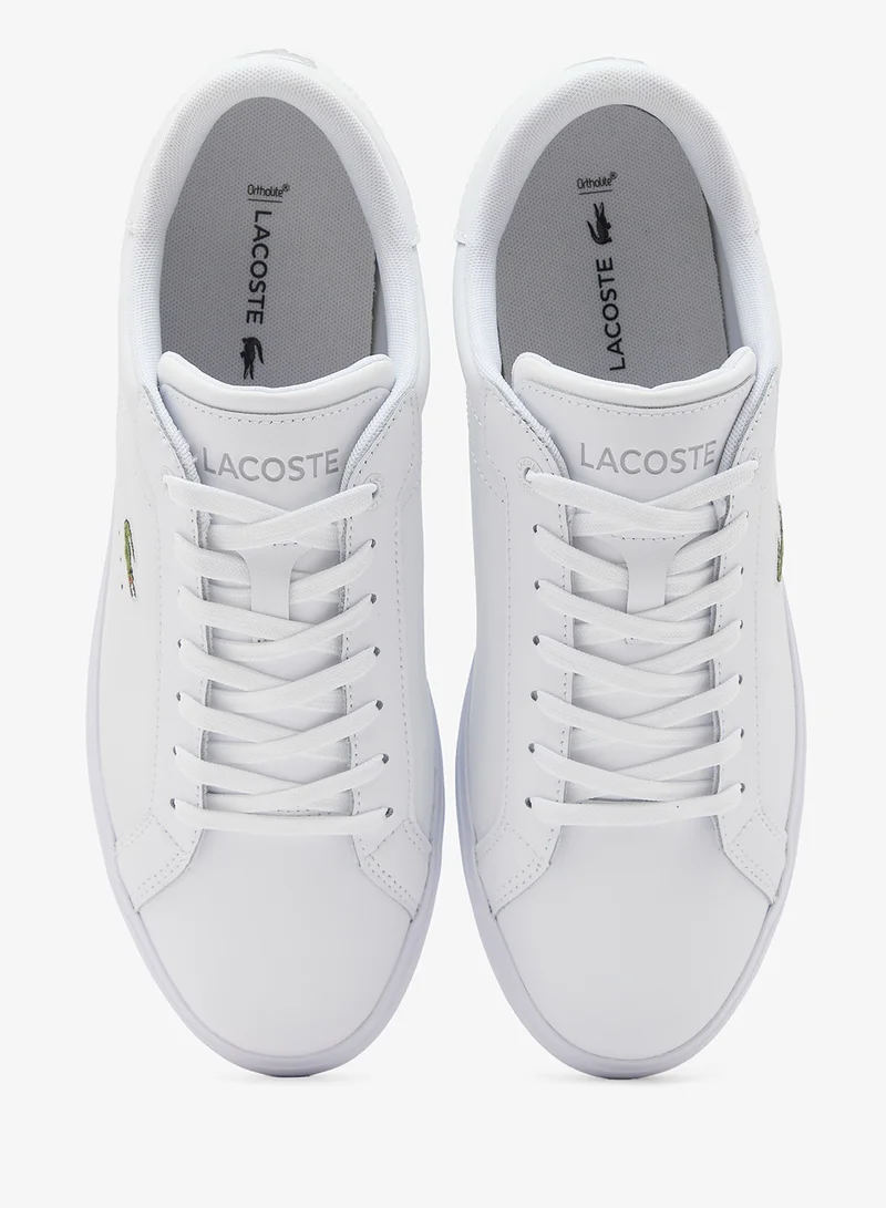Lacoste WHT/WHT Powercourt Low Top Vulcanized Sneakers for Men | Best Price UAE