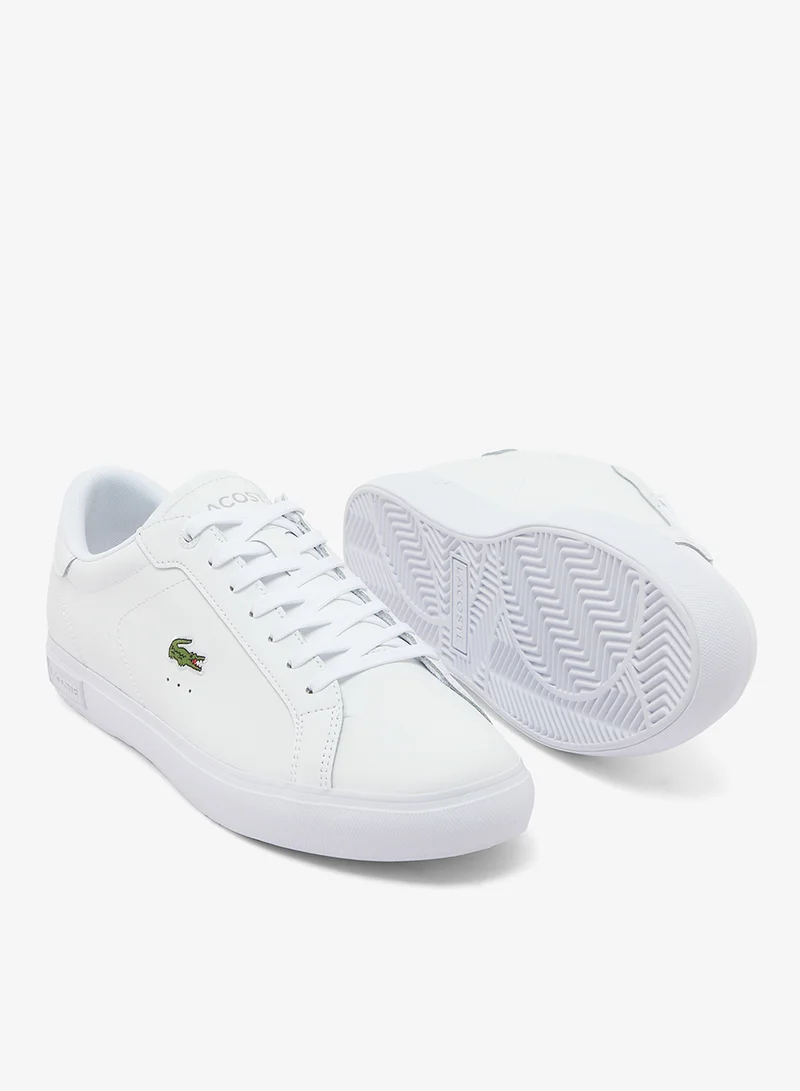 Lacoste WHT/WHT Powercourt Low Top Vulcanized Sneakers for Men | Best Price UAE